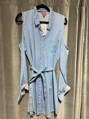 GUESS Lightwash Denim Cold Shoulder Button Down Dress