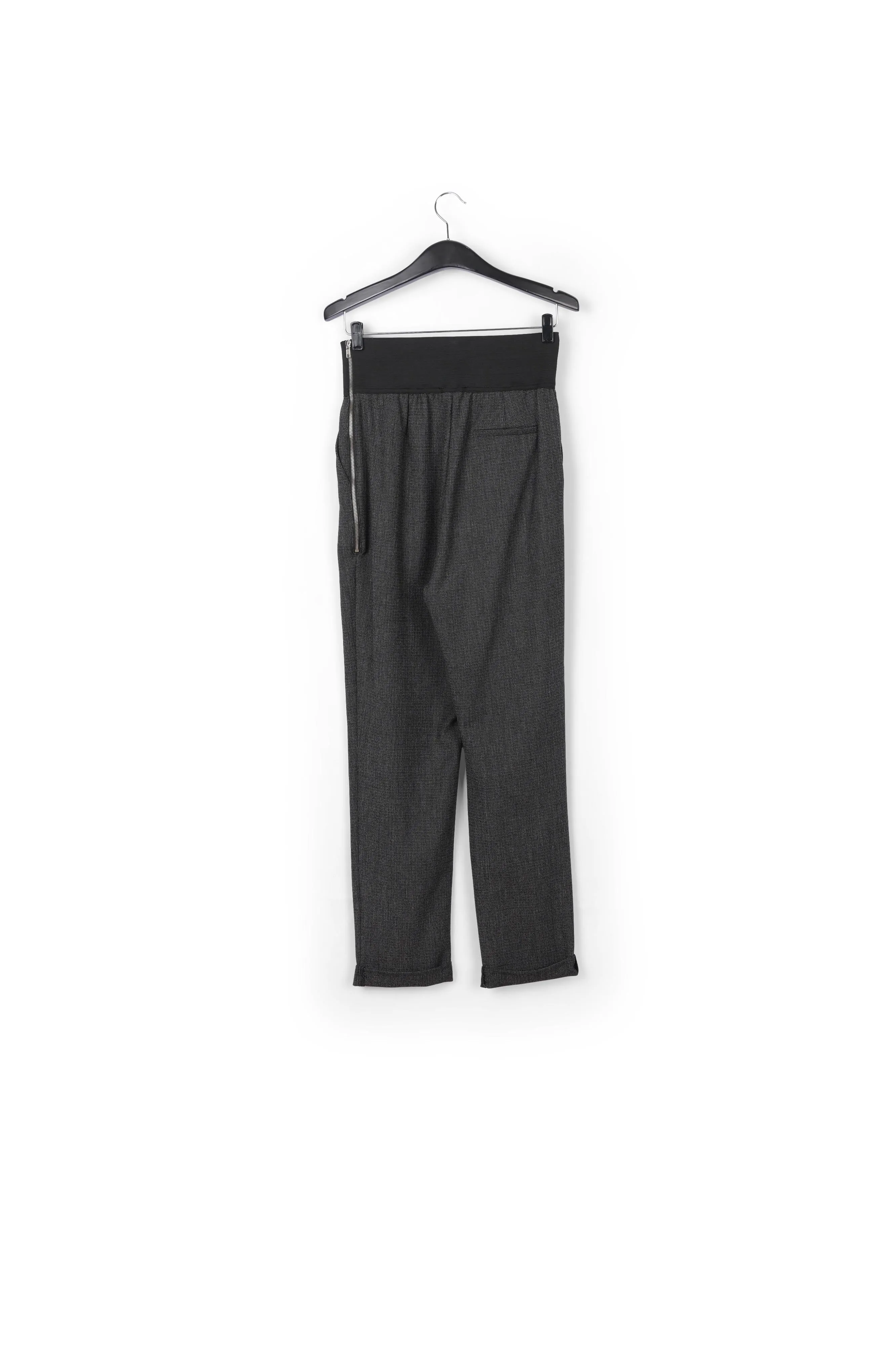 High-waisted black and white tapered pants