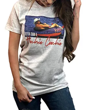 Hotter Than a Hoochie Coochie Shirt Country Music Funny T-Shirt Tops for Women Vintage Graphic Short Sleeve Tees (L, Light Grey)