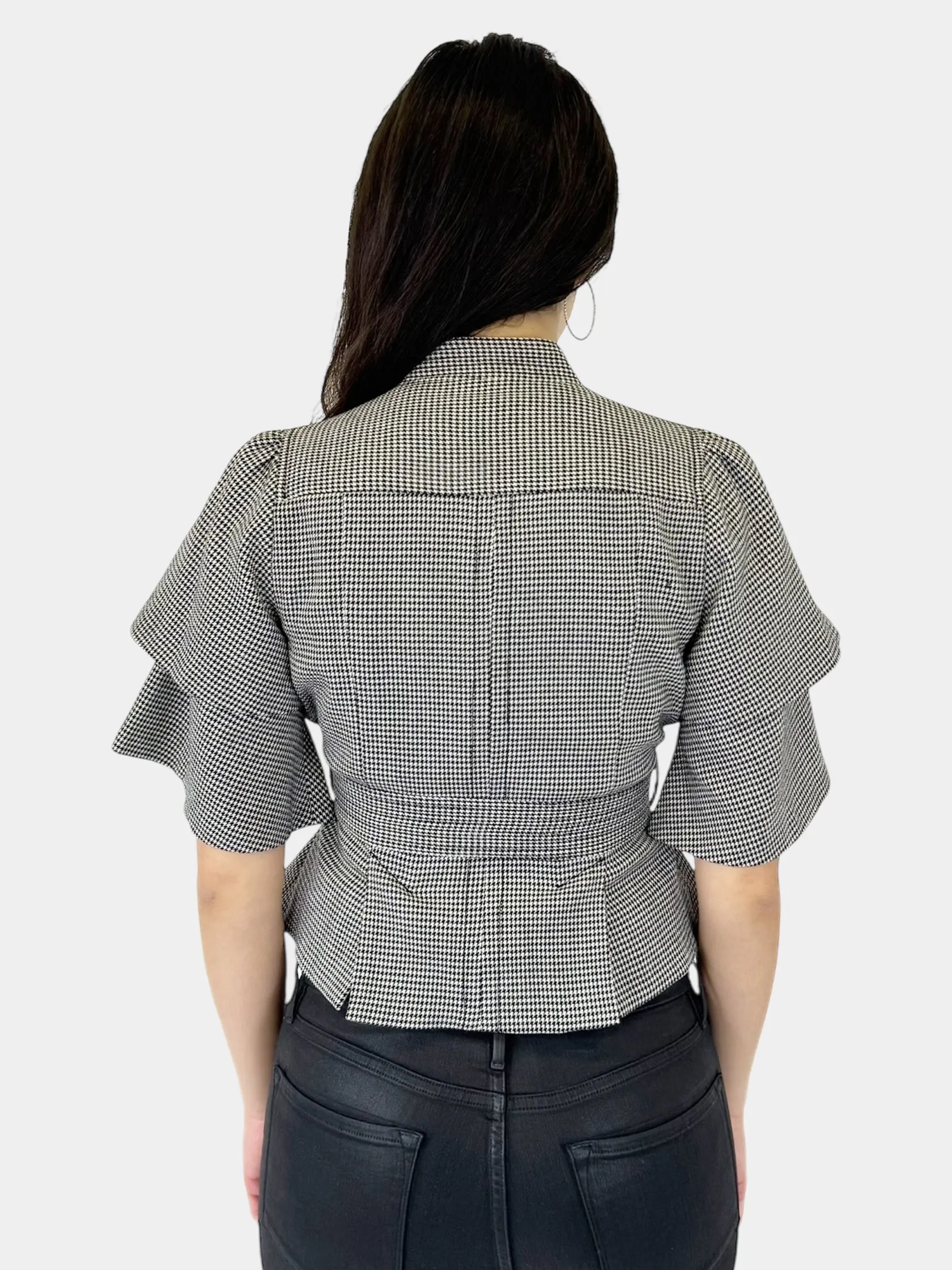 Houndstooth Belted Jacket - Size 4