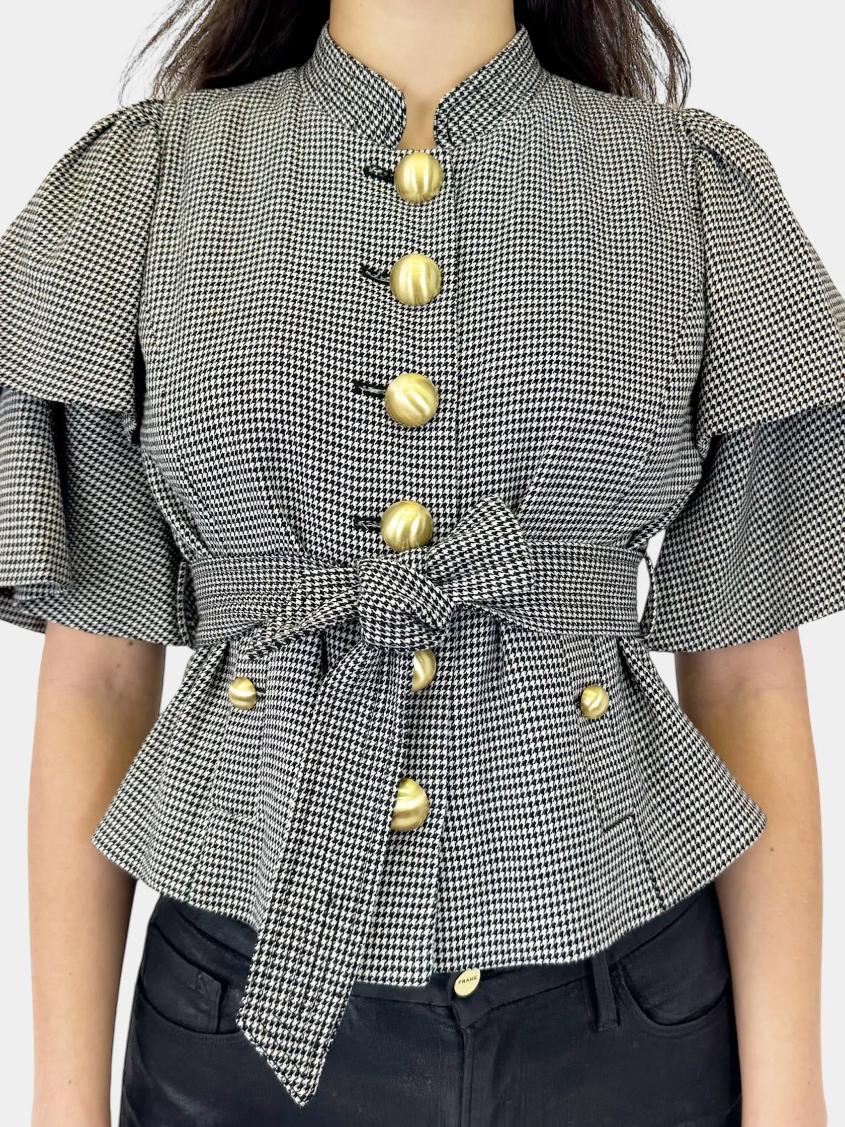 Houndstooth Belted Jacket - Size 4