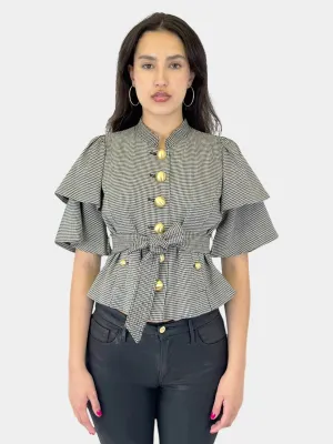 Houndstooth Belted Jacket - Size 4