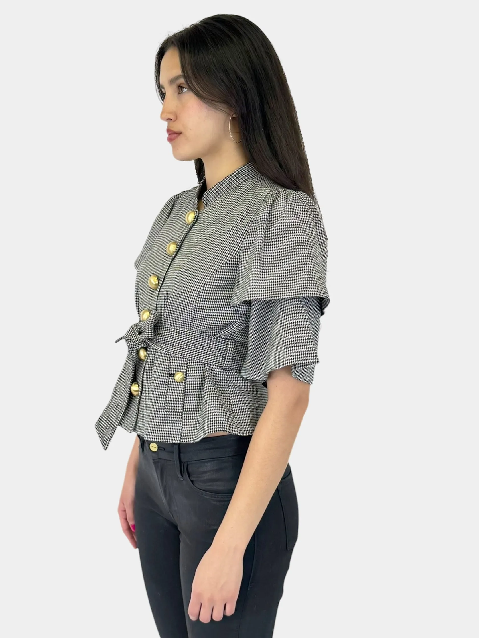 Houndstooth Belted Jacket - Size 4