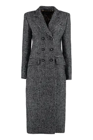 Houndstooth double-breasted coat