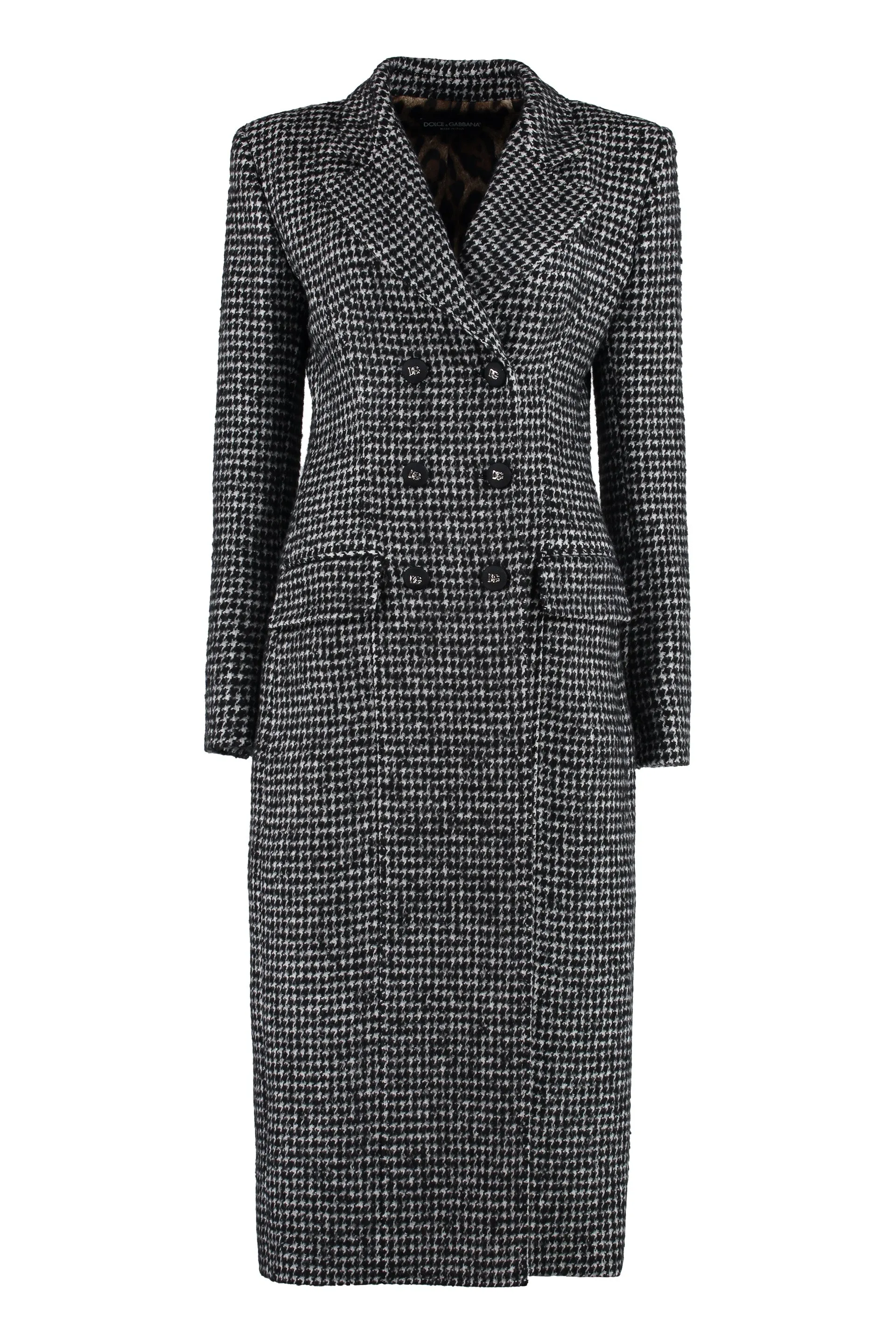 Houndstooth double-breasted coat