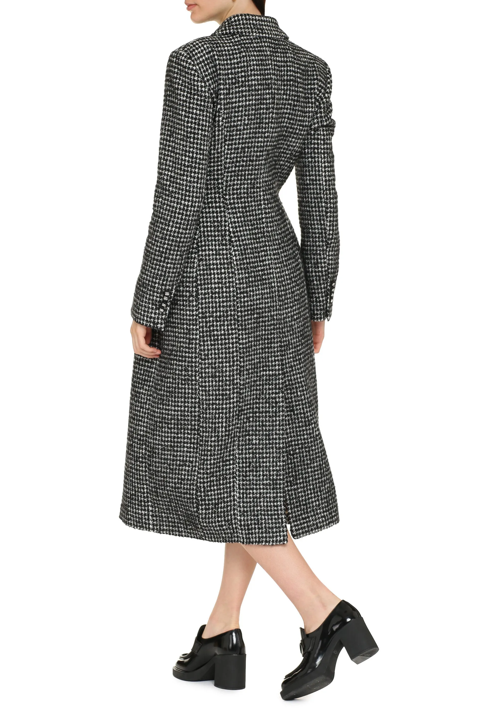 Houndstooth double-breasted coat