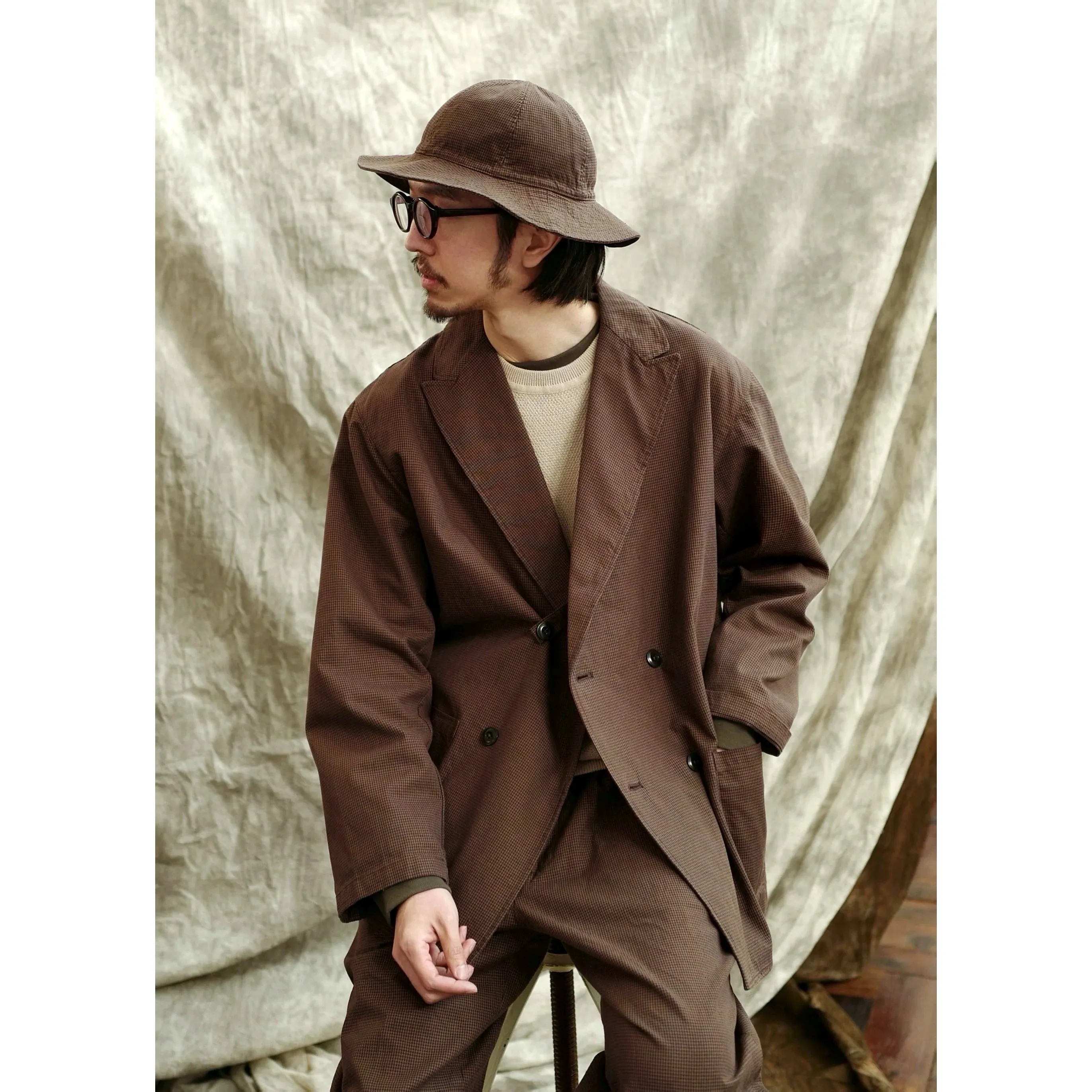 Houndstooth Double-Breasted Jacket