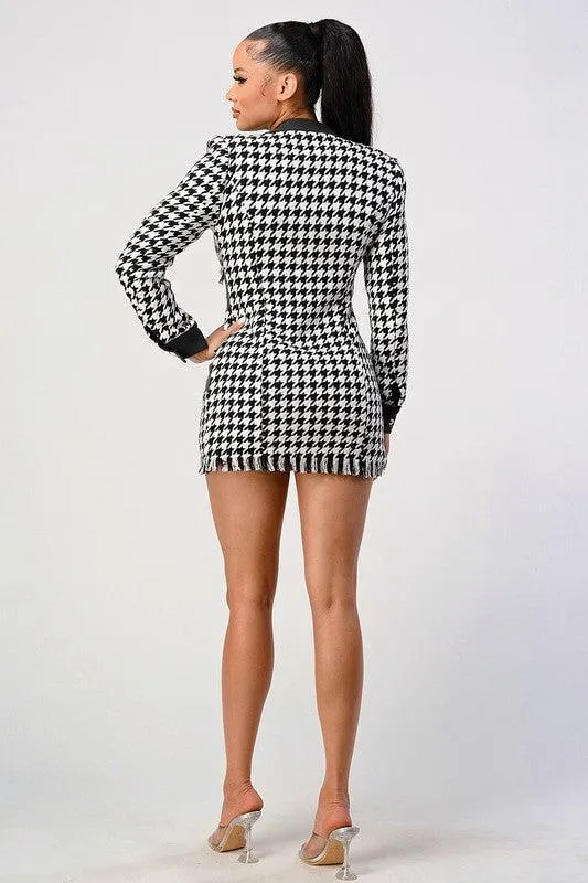 HOUNDSTOOTH MINI DRESS