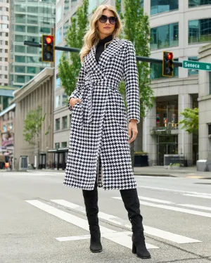 Houndstooth Shawl Collar Coat Black/White
