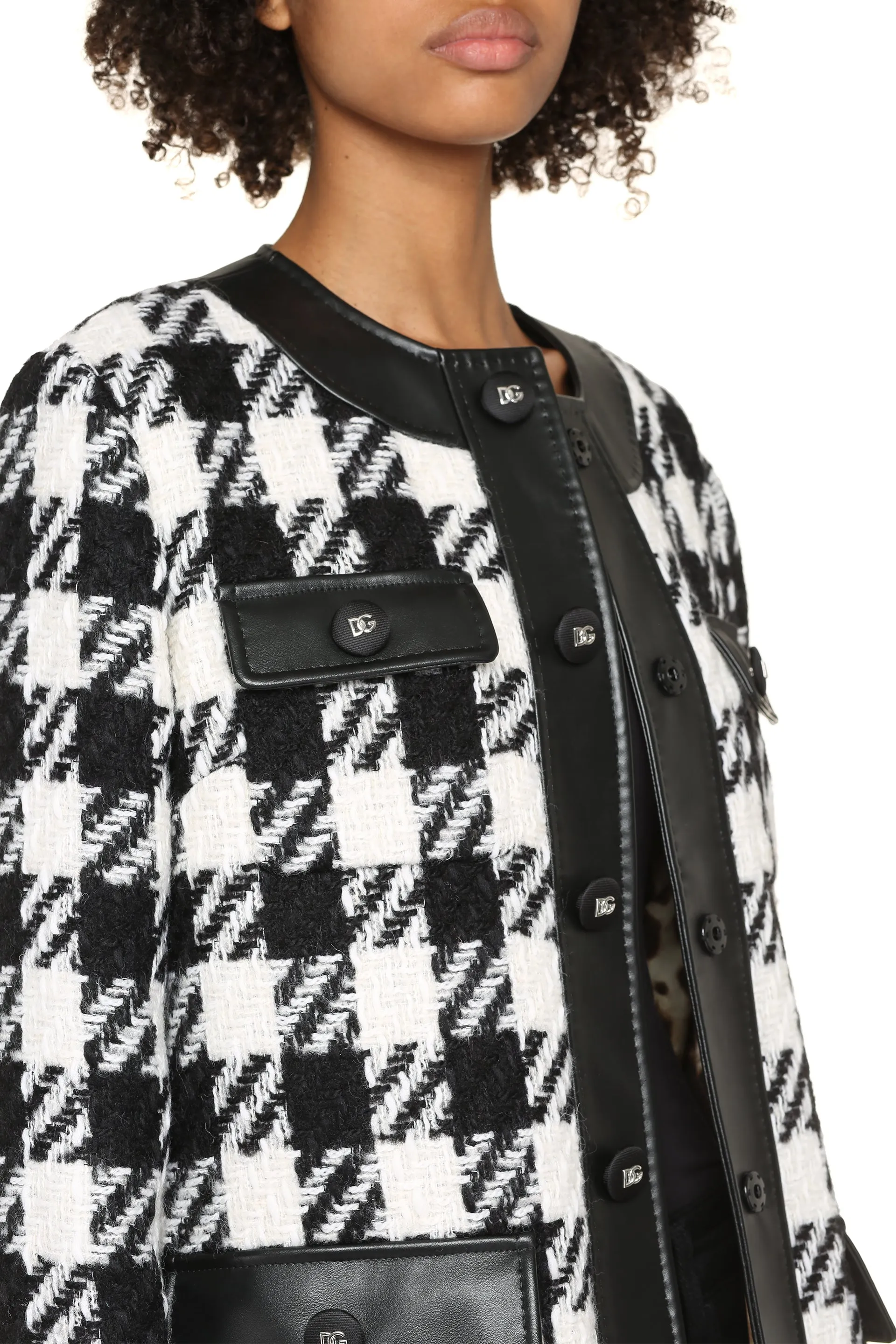 Houndstooth wool jacket