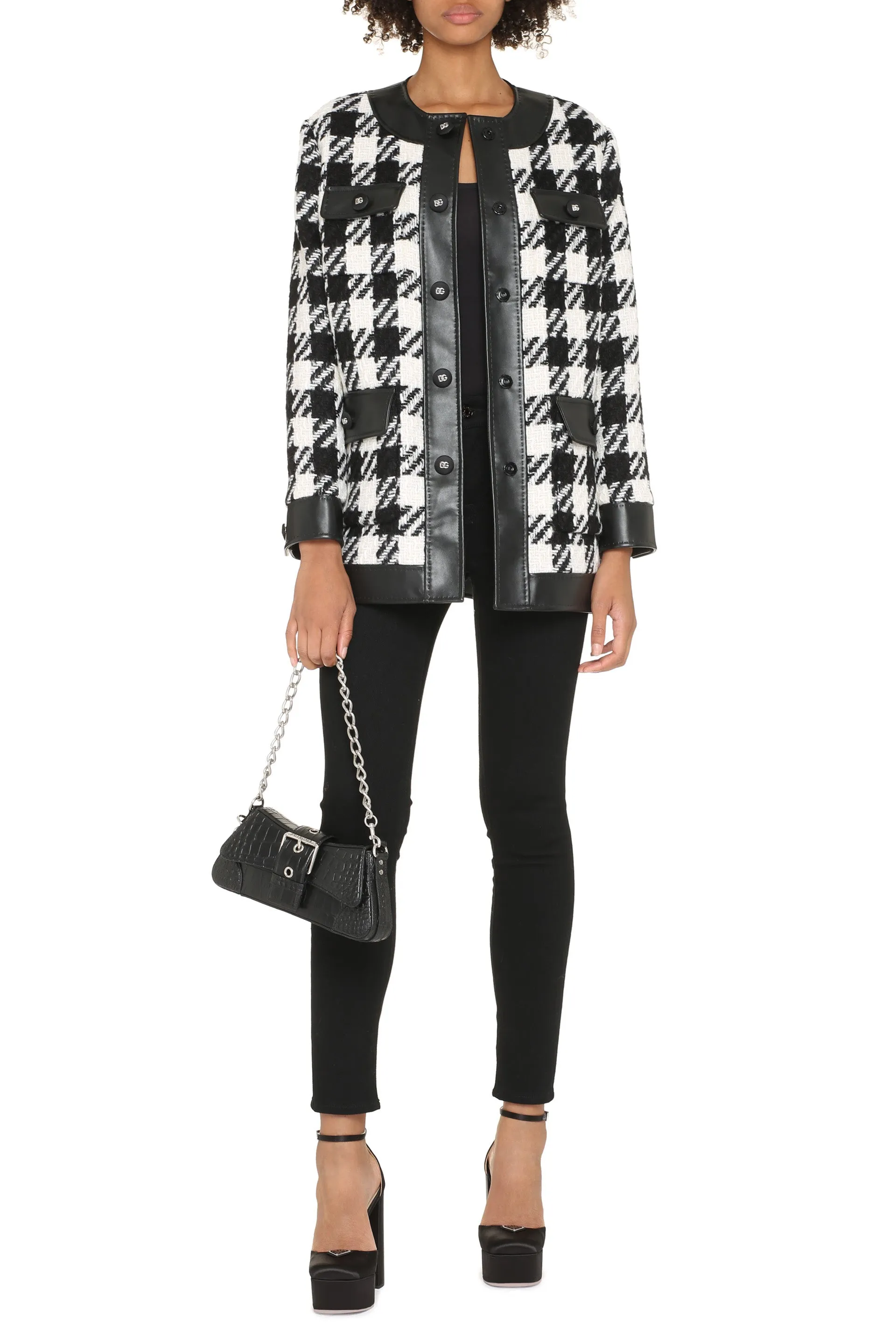 Houndstooth wool jacket