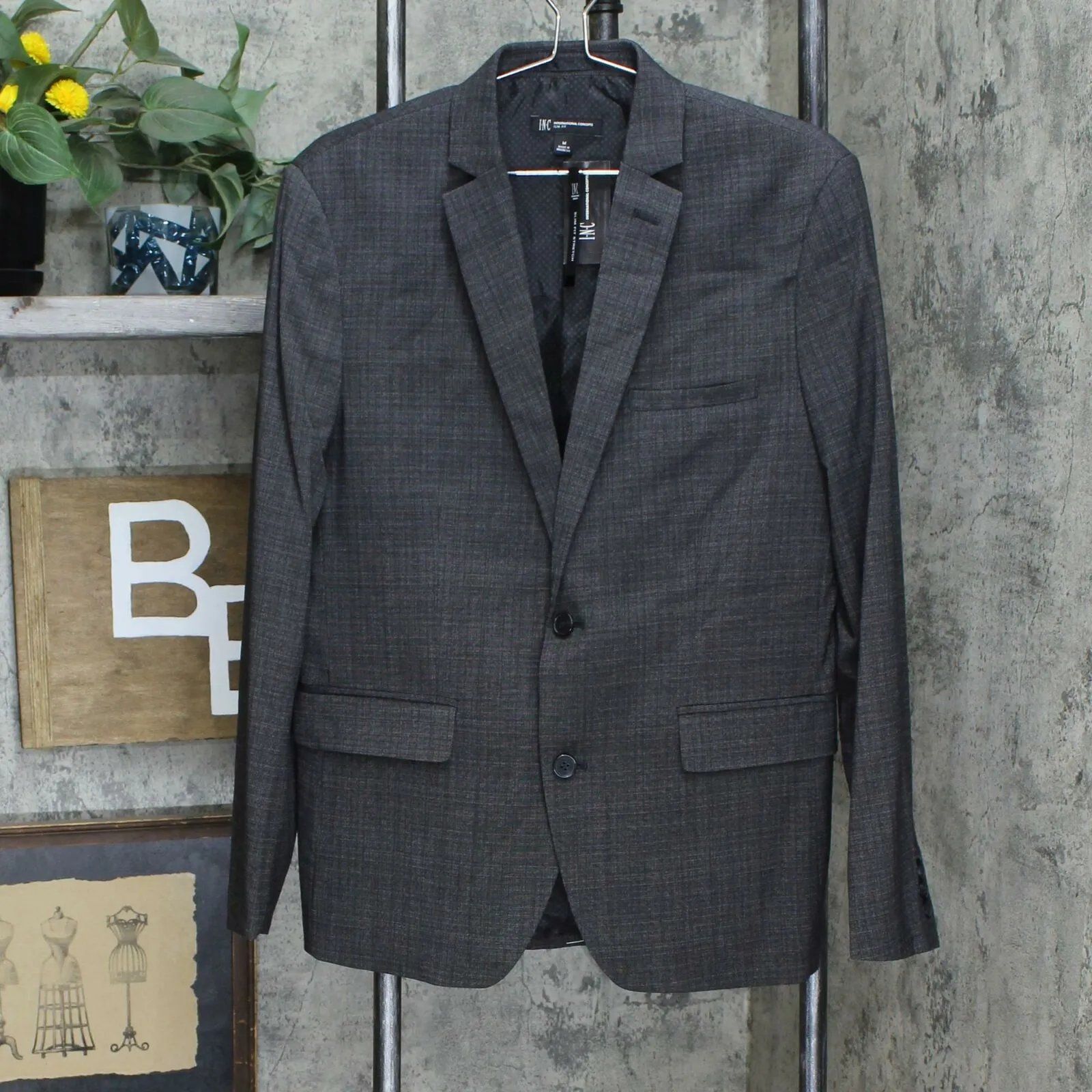 INC International Concepts Men's Slim-Fit Crosshatch Blazer Jacket