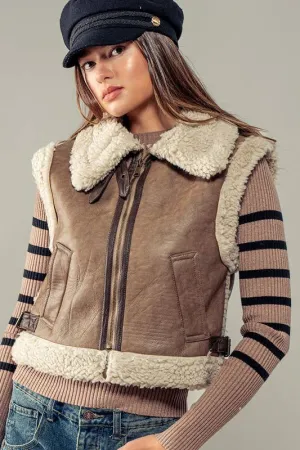Into the Frost Biker Vest-Truffle