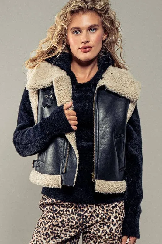 Into the Frost Biker Vest-Truffle
