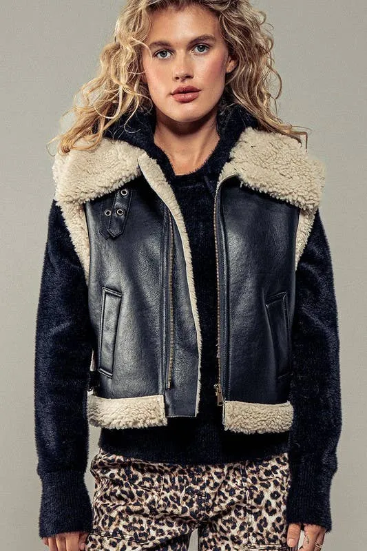 Into the Frost Biker Vest-Truffle