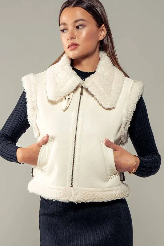 Into the Frost Biker Vest-Truffle