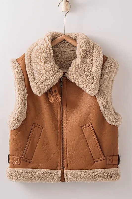 Into the Frost Biker Vest-Truffle