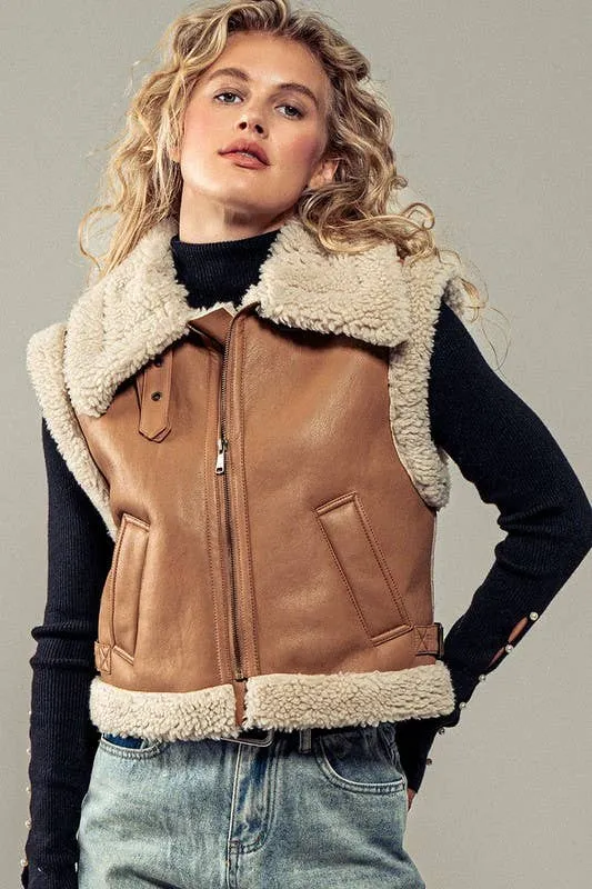 Into the Frost Biker Vest-Truffle