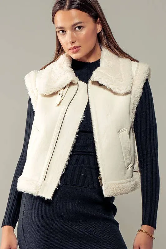 Into the Frost Biker Vest-Truffle