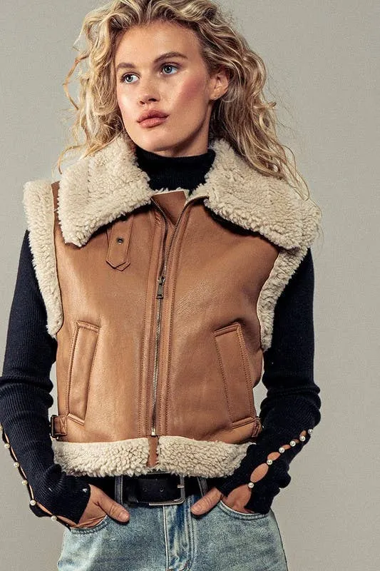 Into the Frost Biker Vest-Truffle