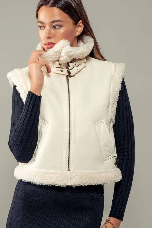 Into the Frost Biker Vest-Truffle
