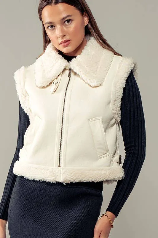 Into the Frost Biker Vest-Truffle
