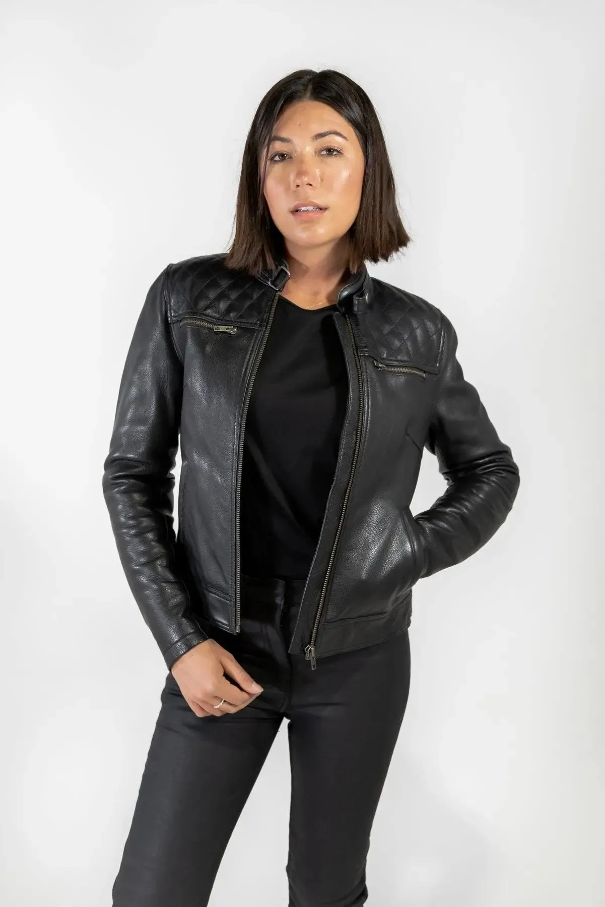 Isla Womens Leather Motorcycle Jacket (CE AAA rated)