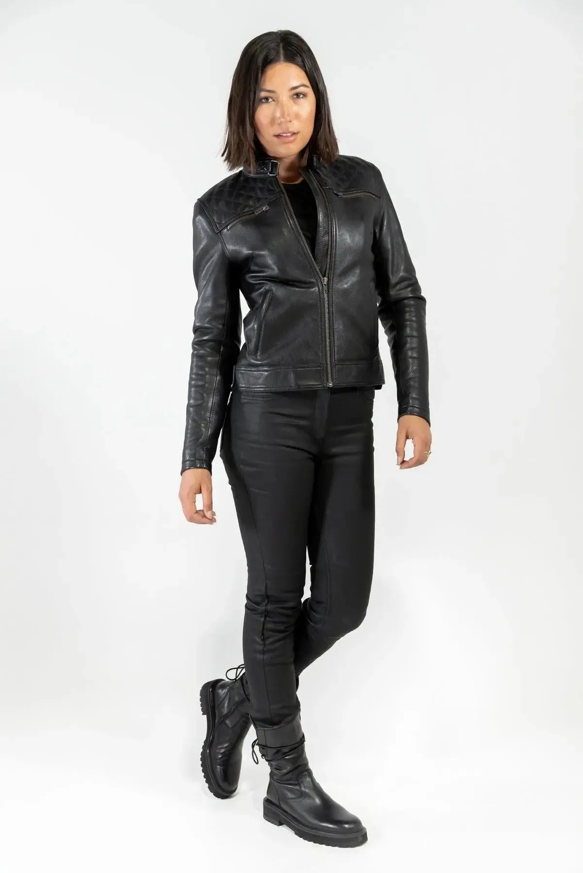 Isla Womens Leather Motorcycle Jacket (CE AAA rated)