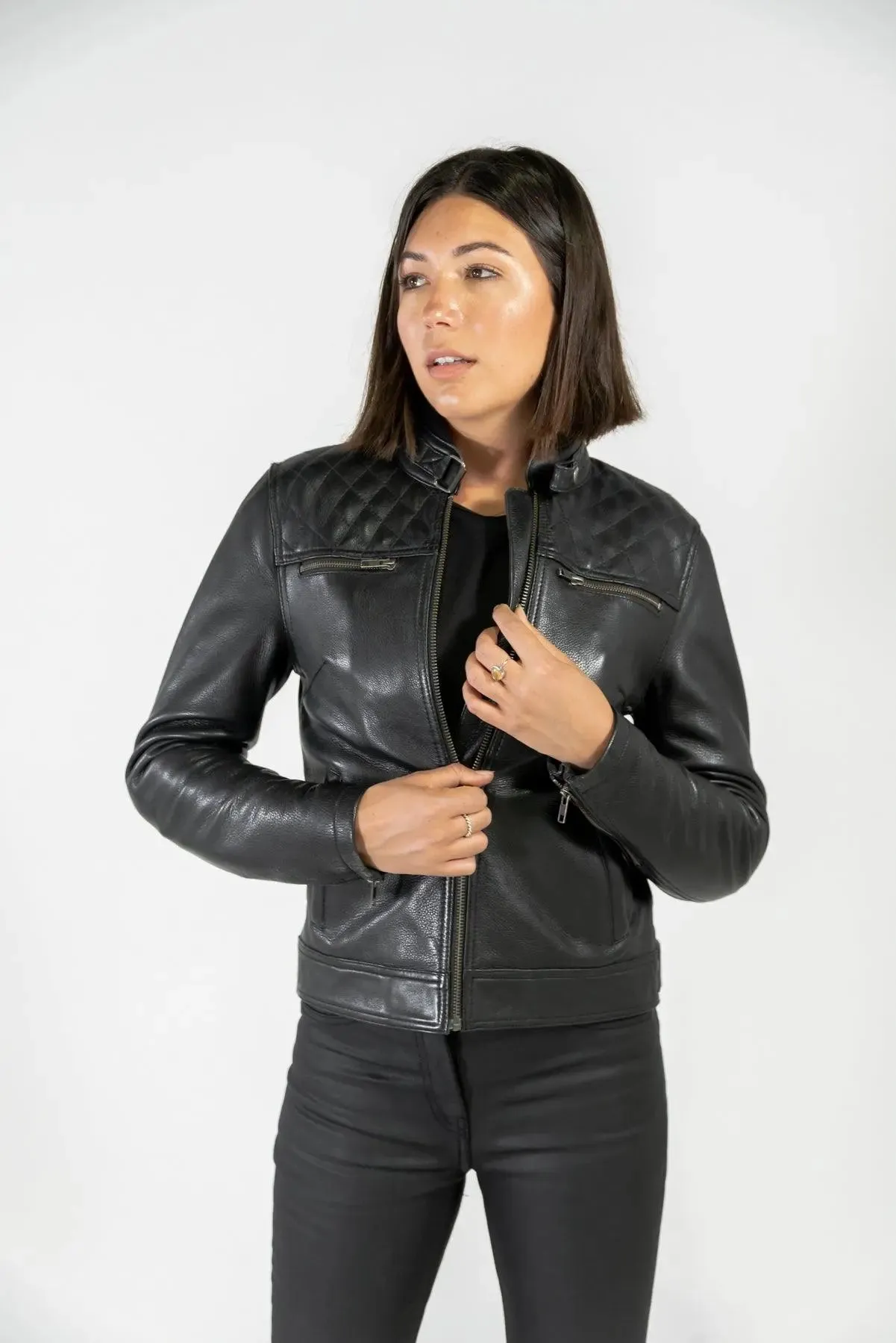 Isla Womens Leather Motorcycle Jacket (CE AAA rated)