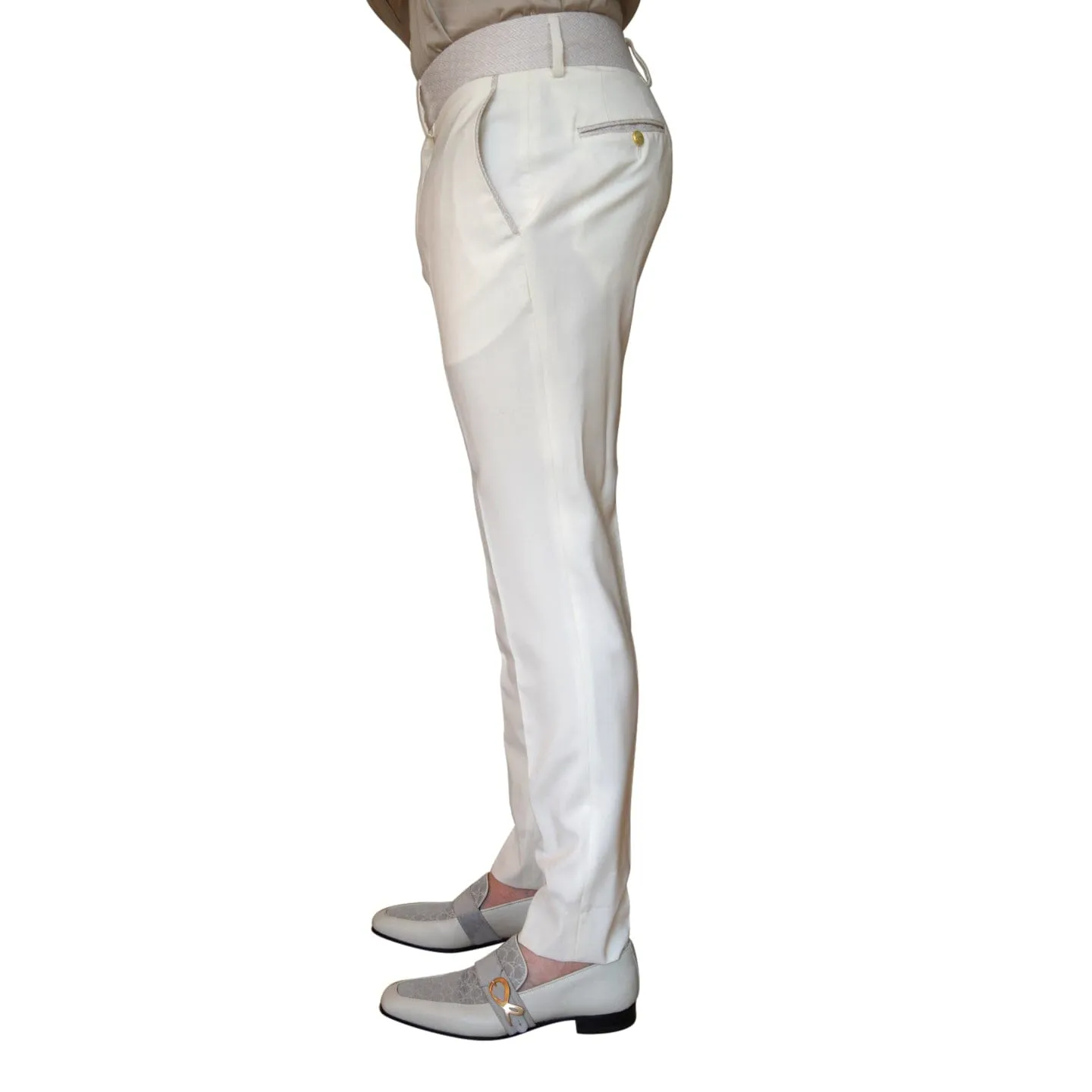 Ivory Latte Herringbone Hampton Trousers