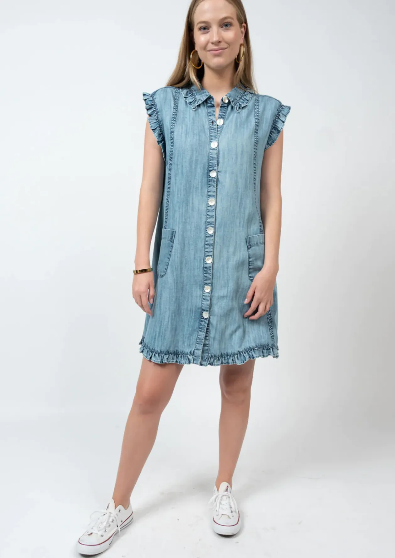 Ivy Jane Denim Ruffle & Swing Dress