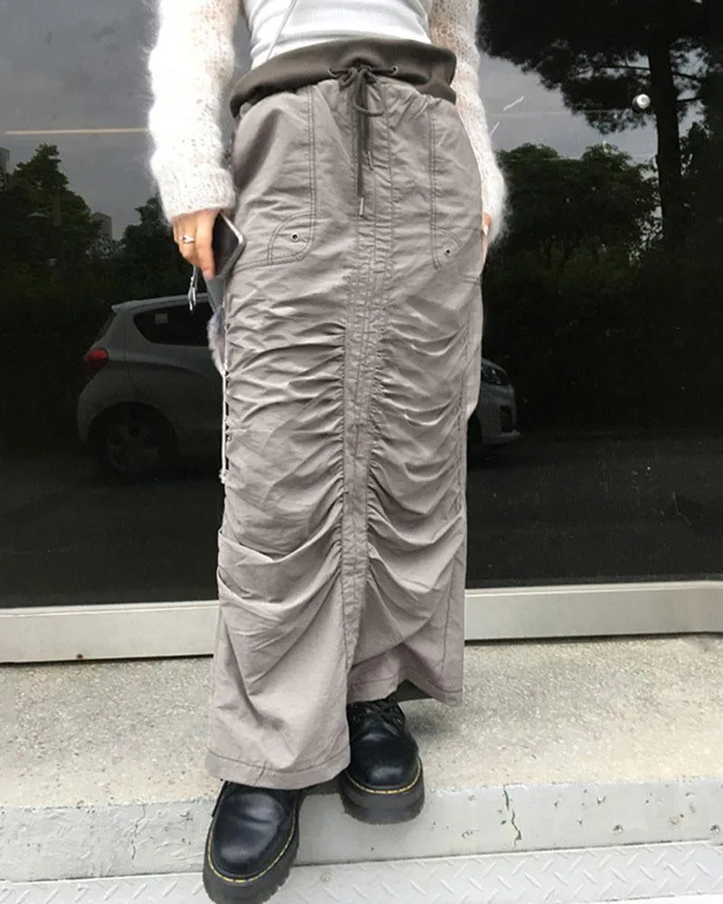 Jagged Ruffle Maxi Cargo Skirt