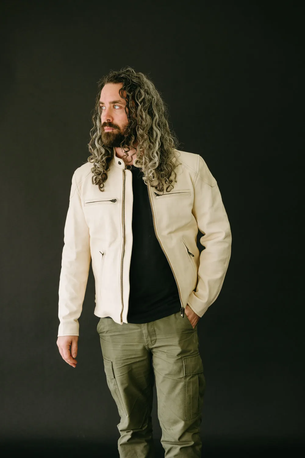 James Dant x Shangri-La - Custom "Yang Café Racer" Leather Jacket - Natural Veg Tan