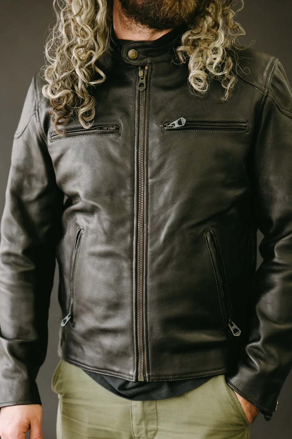 James Dant x Shangri-La - Custom "Yin Café Racer" Leather Jacket - Black Tea-Core
