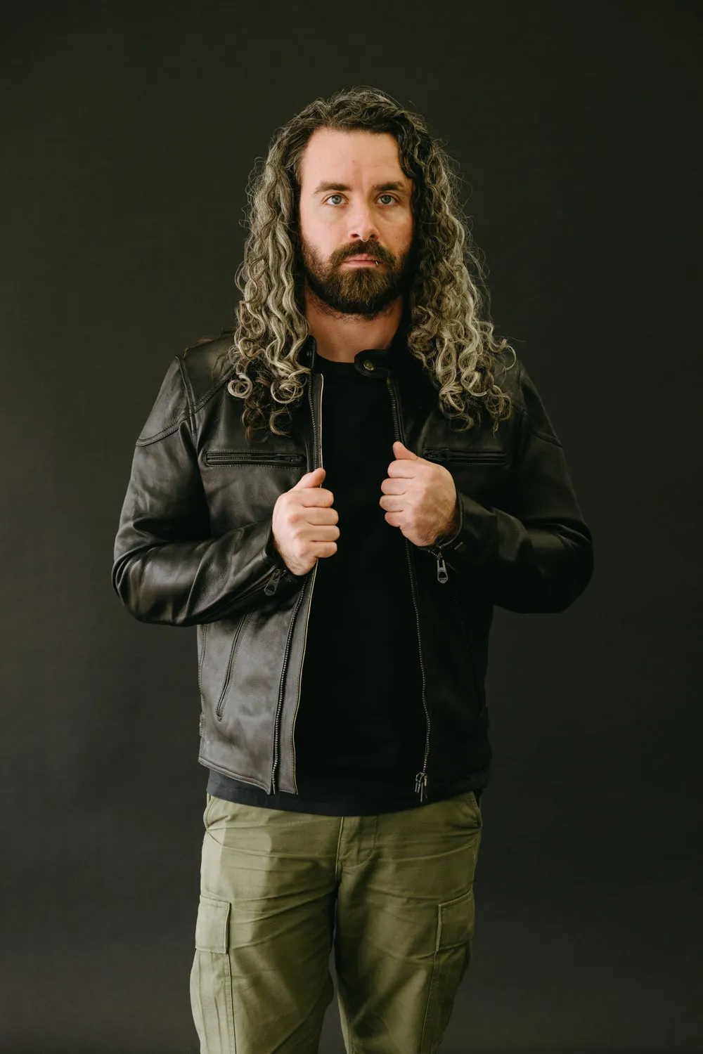James Dant x Shangri-La - Custom "Yin Café Racer" Leather Jacket - Black Tea-Core