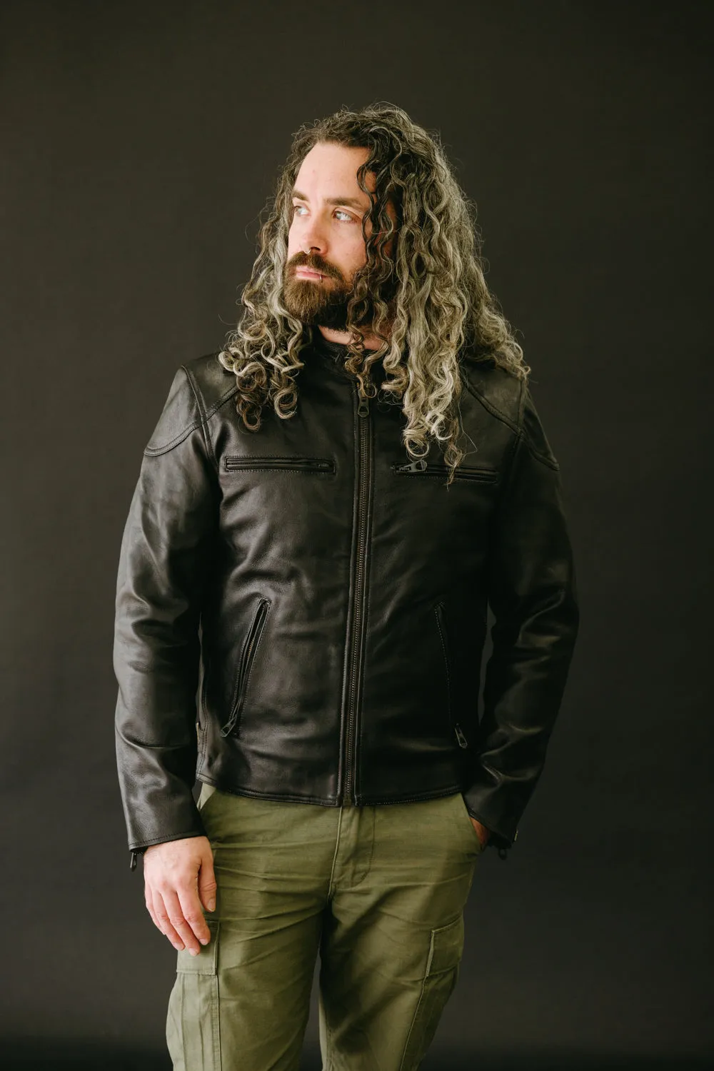 James Dant x Shangri-La - Custom "Yin Café Racer" Leather Jacket - Black Tea-Core