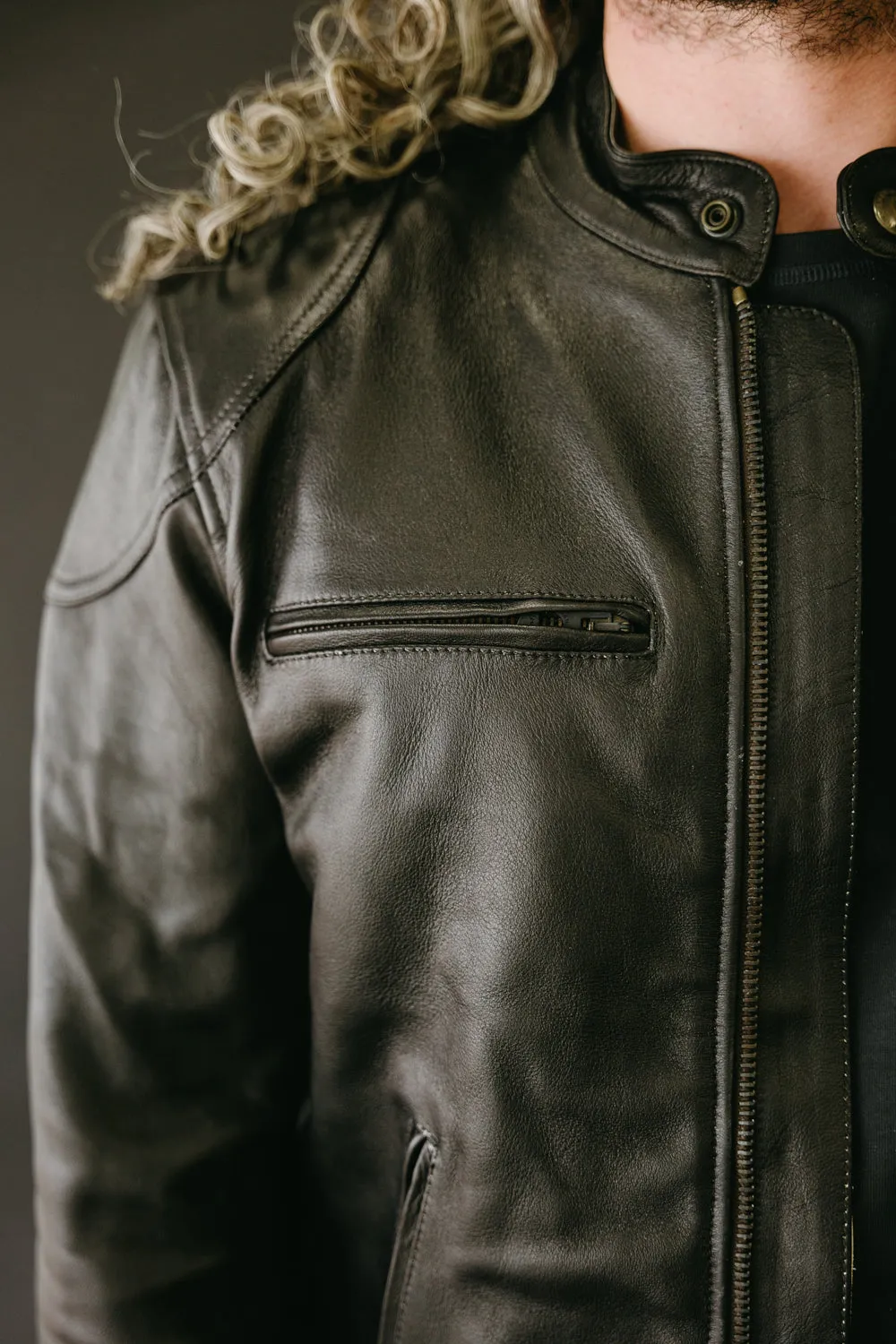 James Dant x Shangri-La - Custom "Yin Café Racer" Leather Jacket - Black Tea-Core