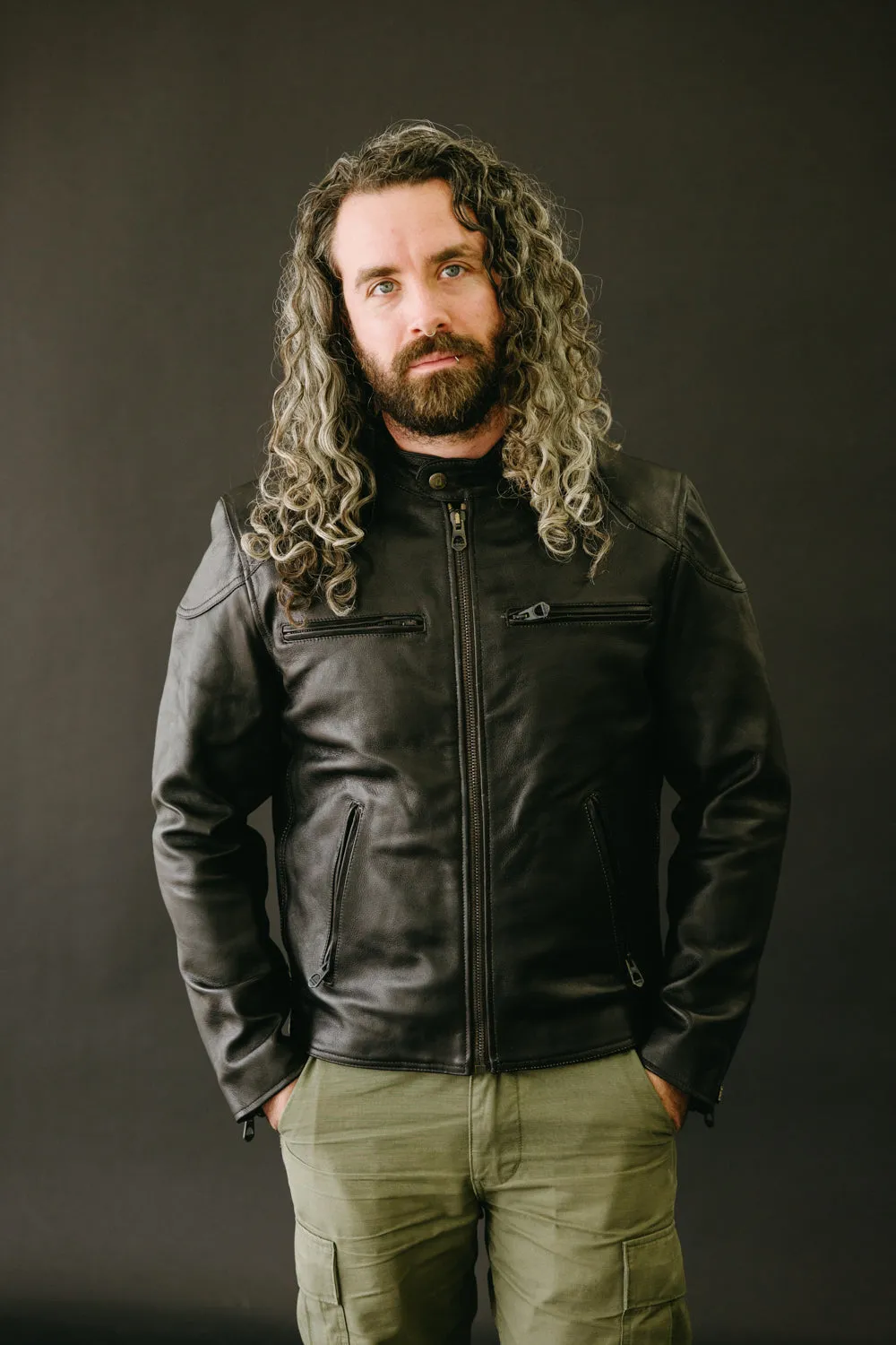 James Dant x Shangri-La - Custom "Yin Café Racer" Leather Jacket - Black Tea-Core