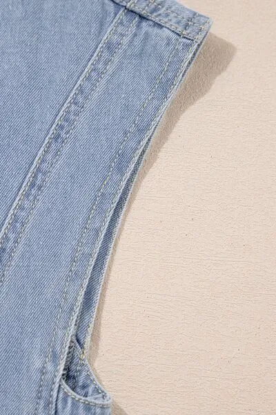 Lapel Neck Denim Babydoll Dress