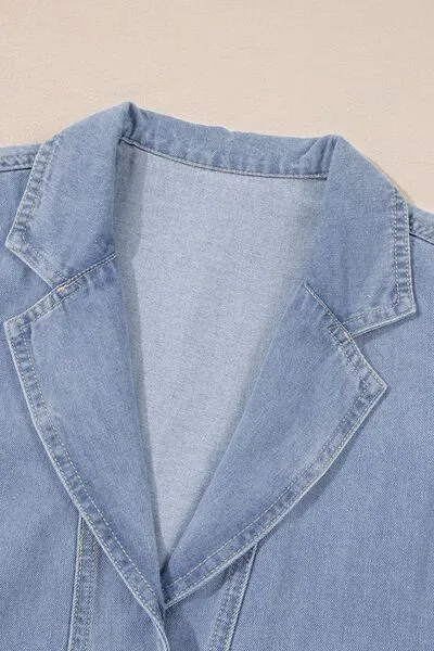 Lapel Neck Denim Babydoll Dress