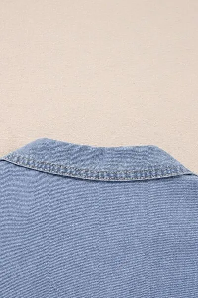 Lapel Neck Denim Babydoll Dress