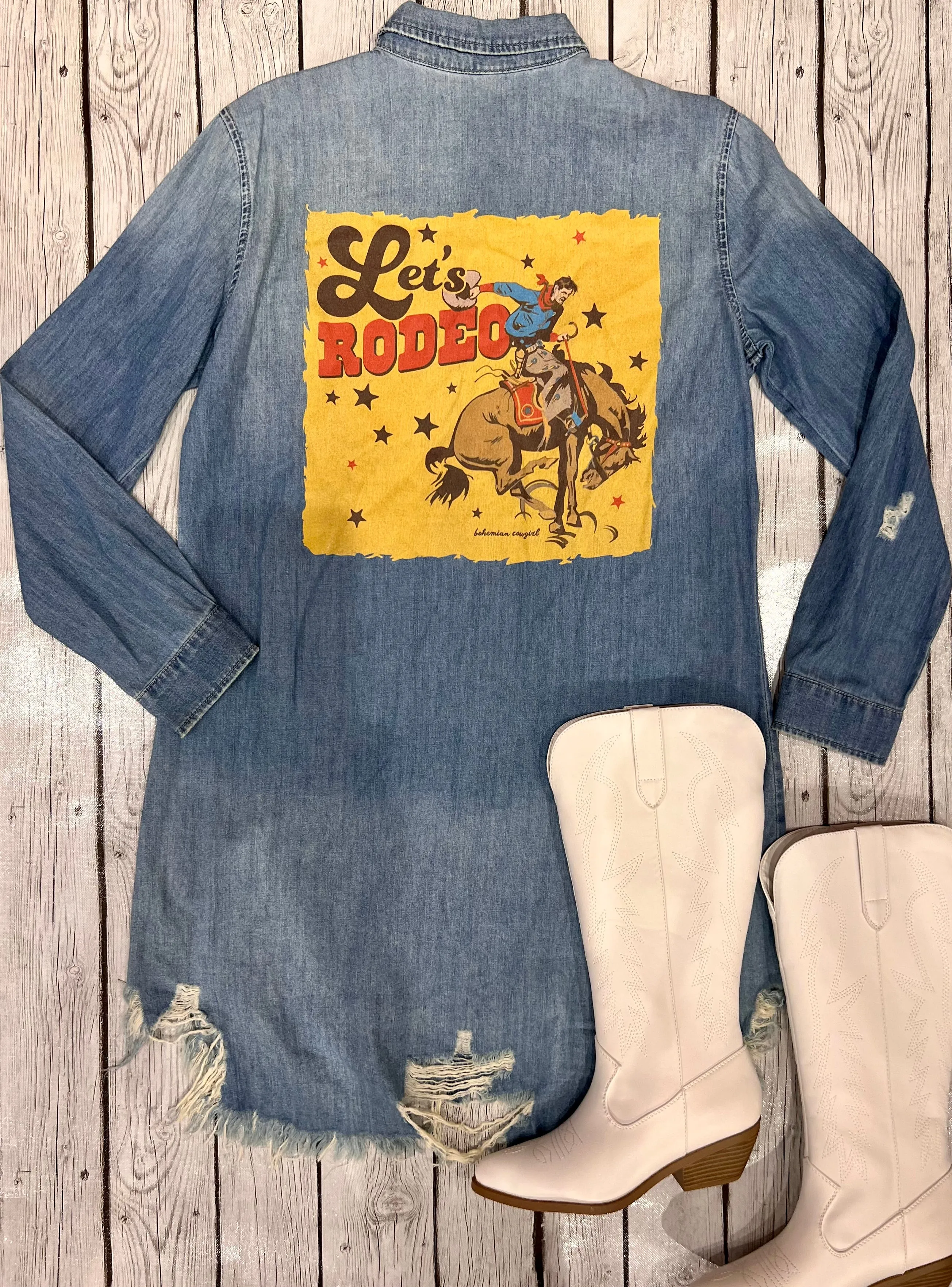 Lets Rodeo Bronco - Denim Dress