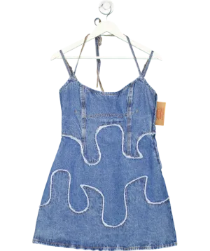 levis Blue Denim Mini Dress 100% Cotton UK L