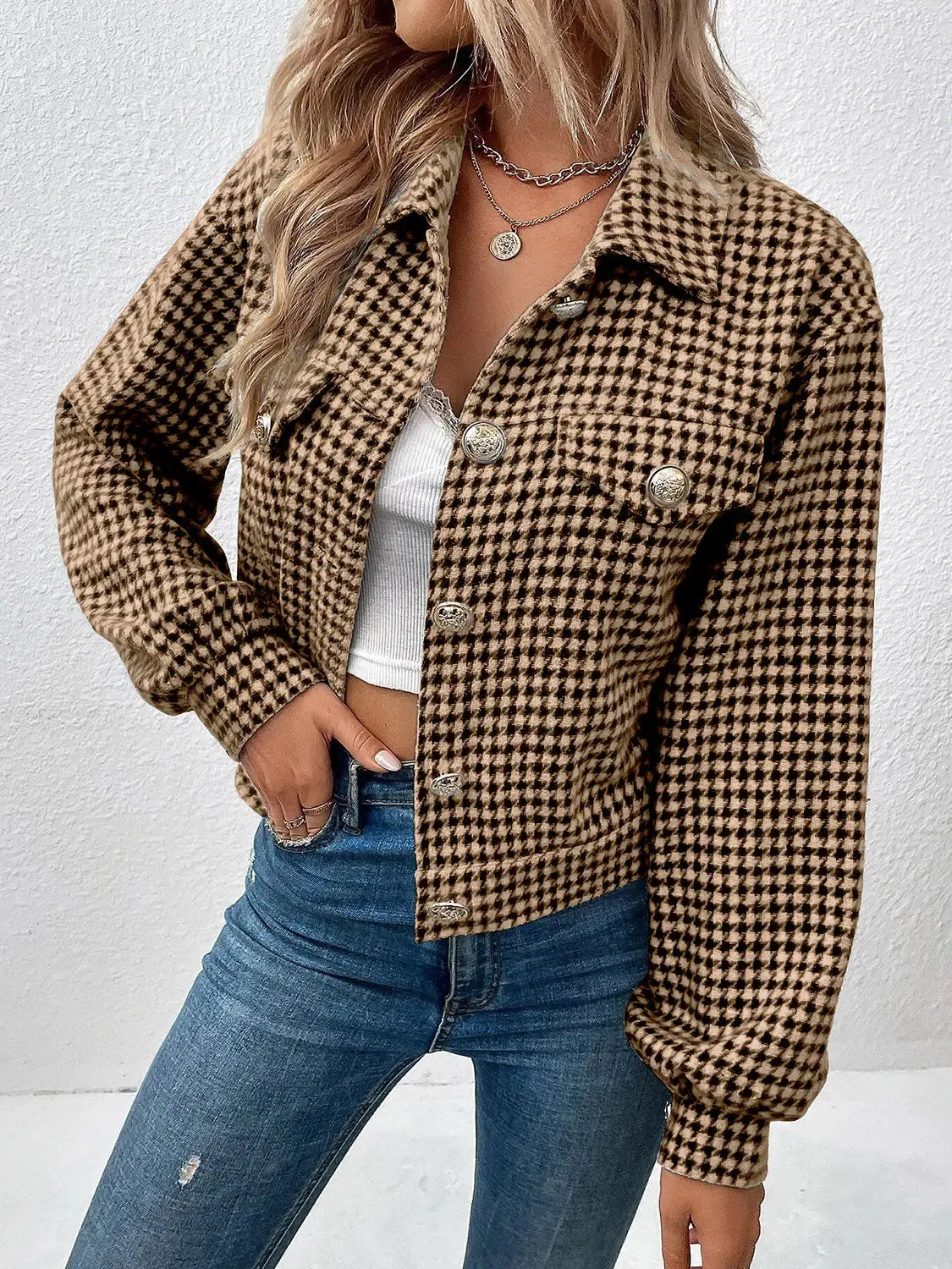 'Lia' Houndstooth Cropped Jacket