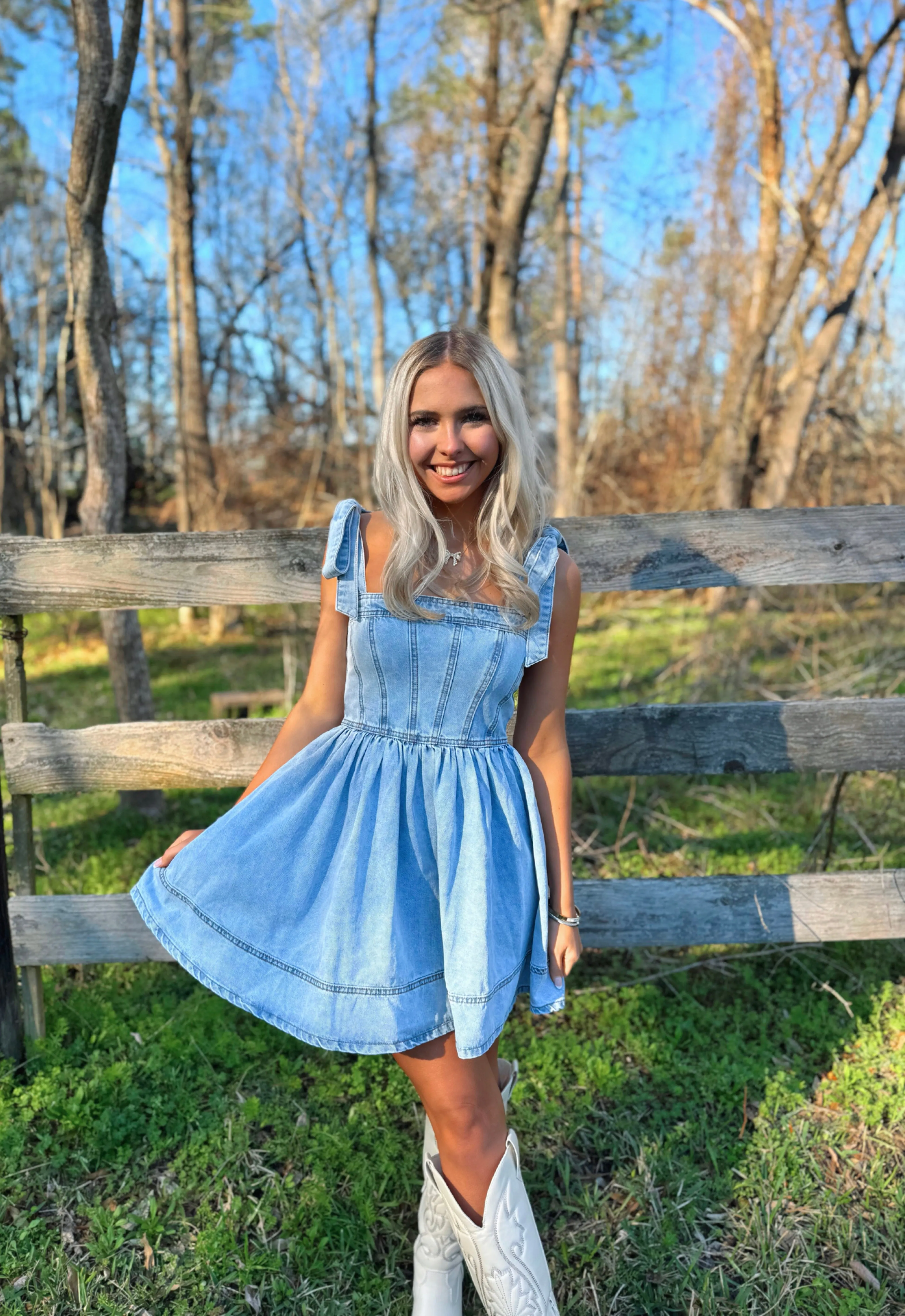 Light Denim Tie Strap Dress