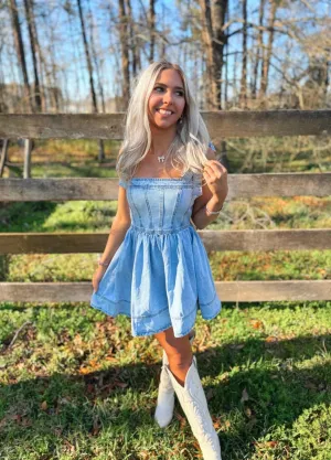 Light Denim Tie Strap Dress
