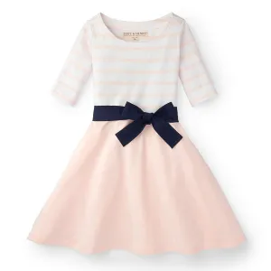 Lightweight Blocked Skater Dress - Pink