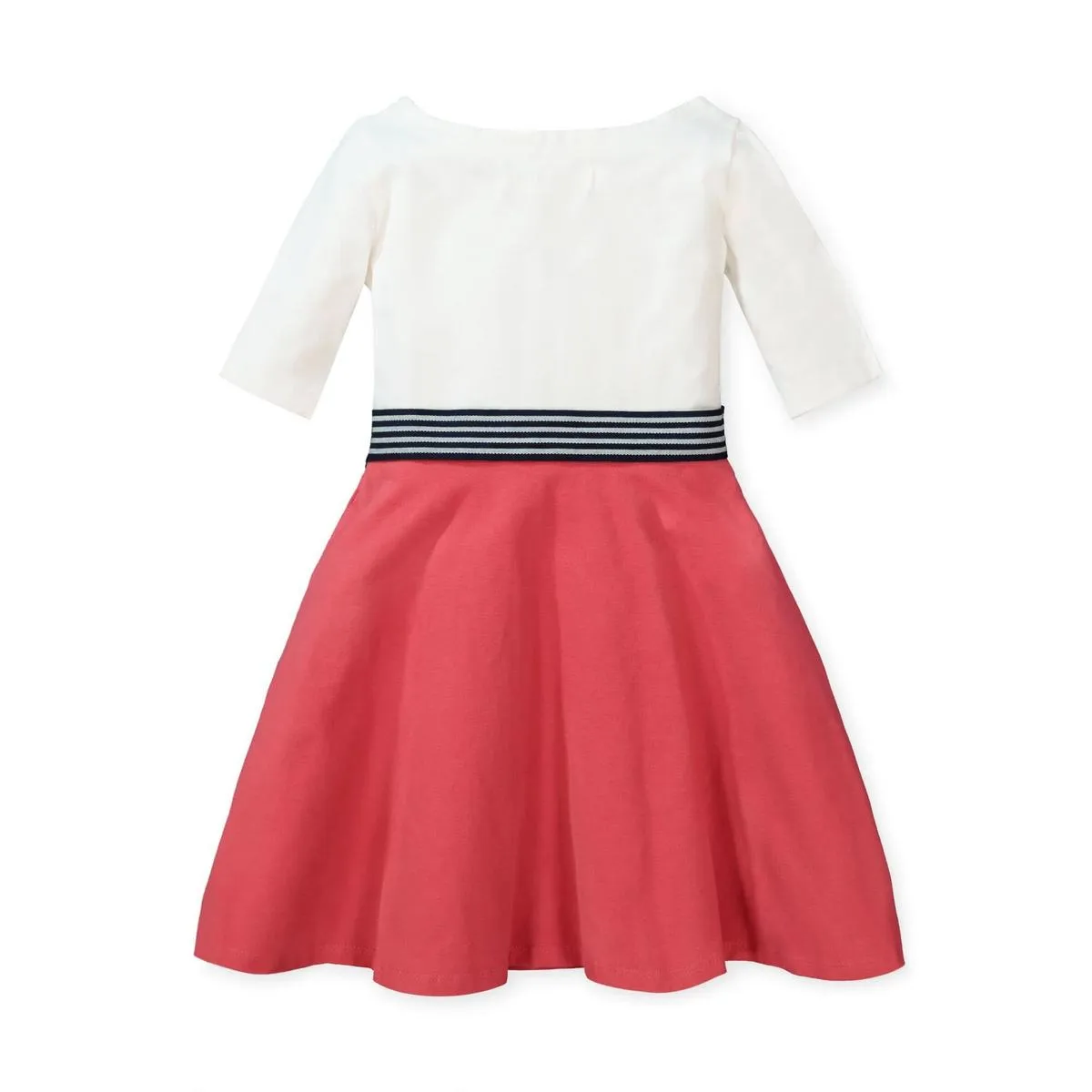 Lightweight Blocked Skater Dress - White and Soft Red
