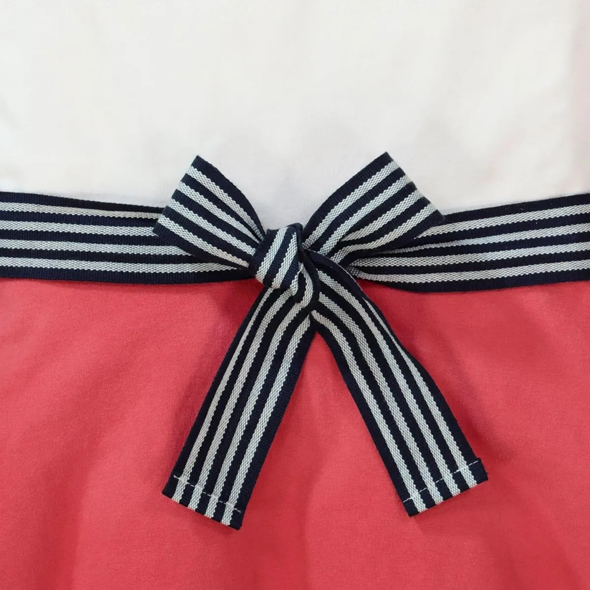 Lightweight Blocked Skater Dress - White and Soft Red