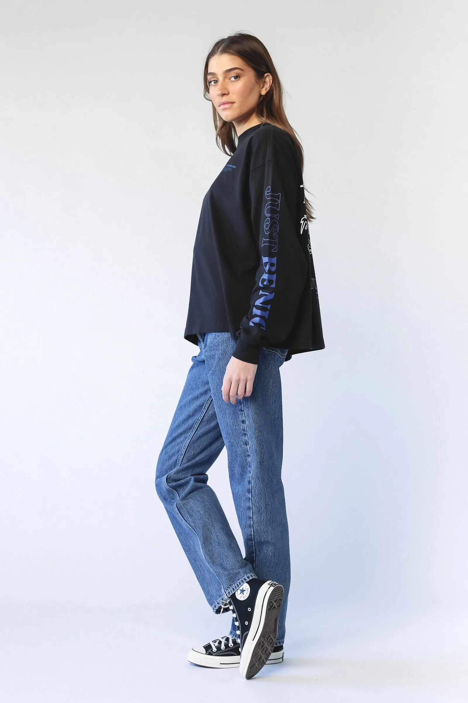 Lily Long Sleeve - Black Multi Swirl